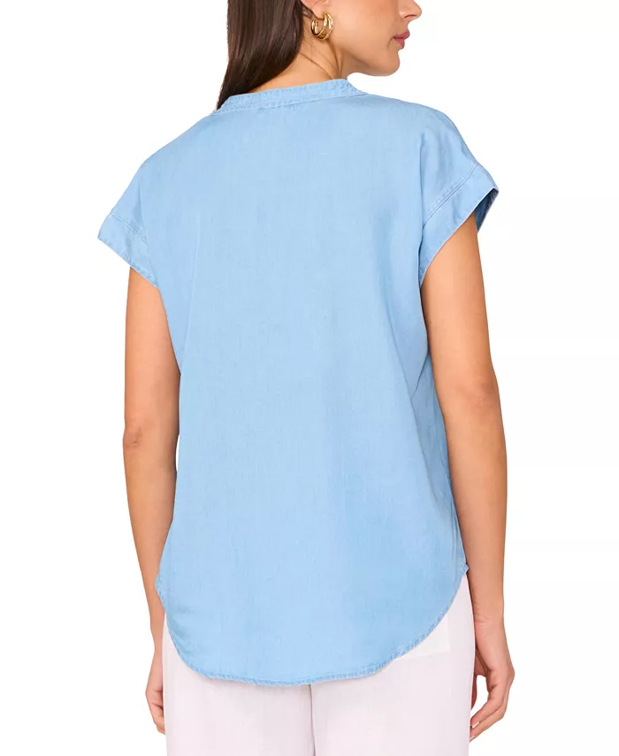 Alfani Vince Camuto V Neck Front Placket Blouse Women's Fashion Shoes & Accessories