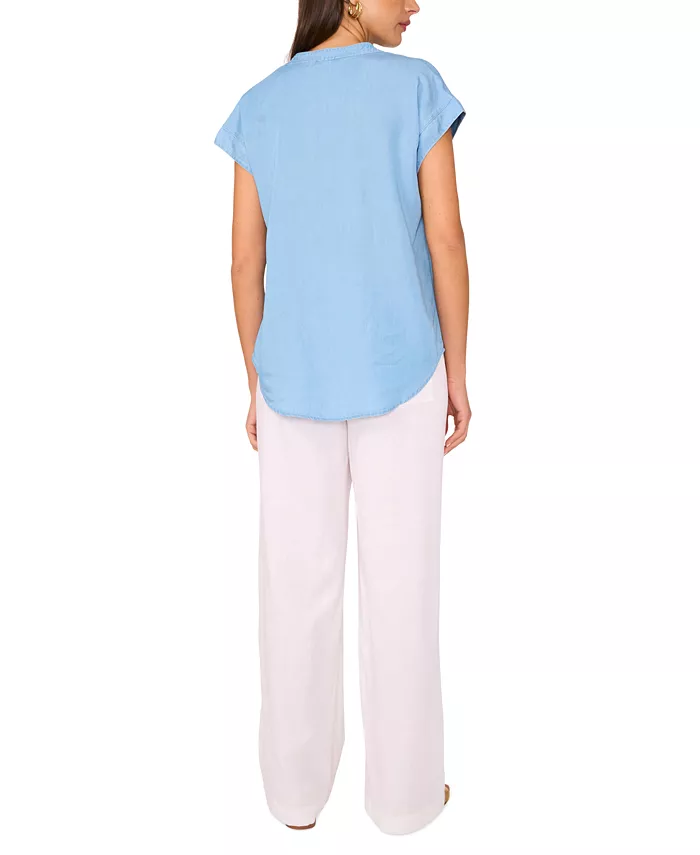 Alfani Vince Camuto V Neck Front Placket Blouse Women's Fashion Shoes & Accessories