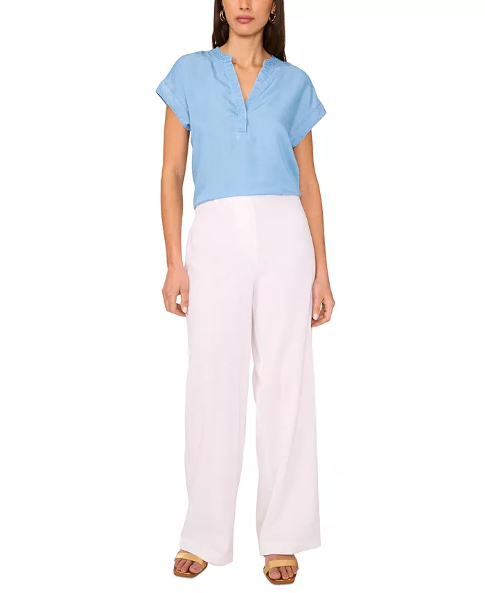 Alfani Vince Camuto V Neck Front Placket Blouse Women's Fashion Shoes & Accessories