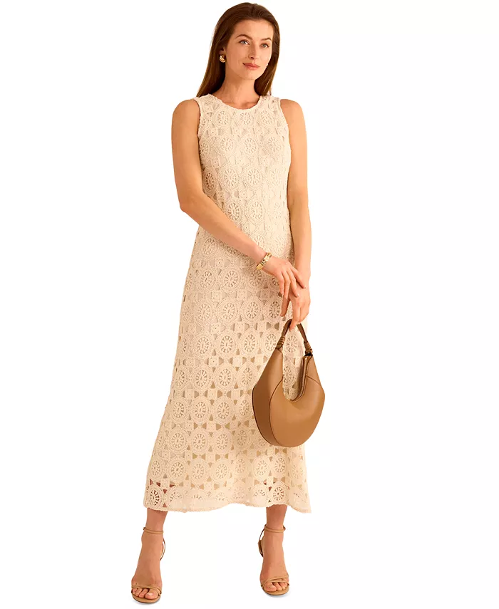 Alfani Vince Camuto Women's Crochet Maxi Tank Dress Women's Fashion Shoes & Accessories