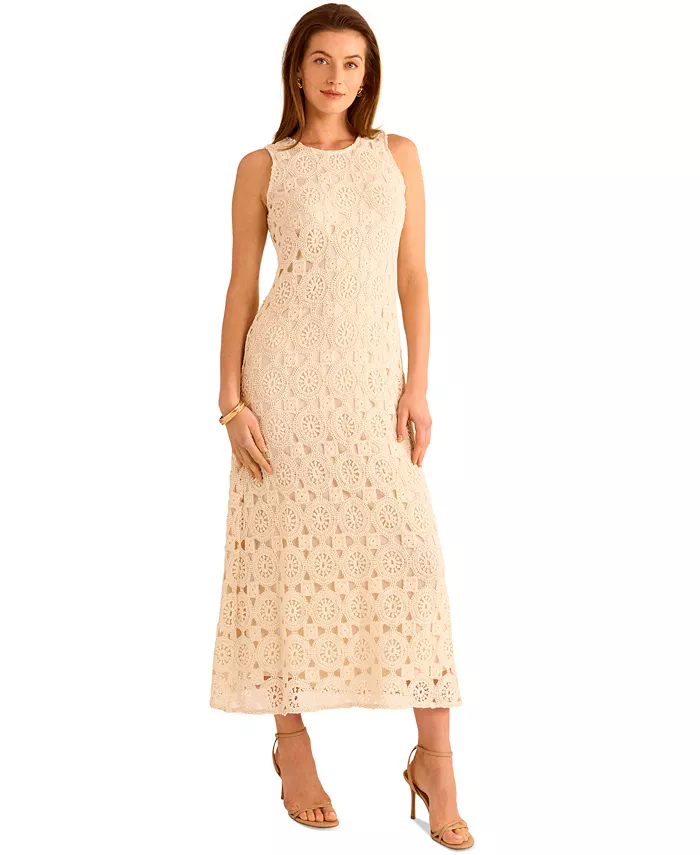 Alfani Vince Camuto Women's Crochet Maxi Tank Dress Women's Fashion Shoes & Accessories