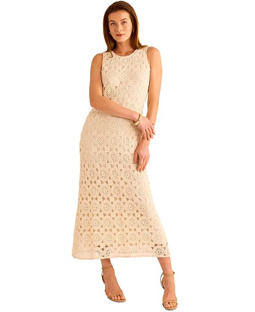alfani Vince Camuto Women's Crochet Maxi Tank Dress Women's Fashion Shoes & Accessories