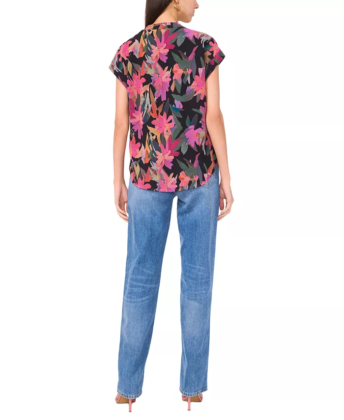 Alfani Vince Camuto Women's Floral-Print Cap-Sleeve Top Women's Fashion Shoes & Accessories