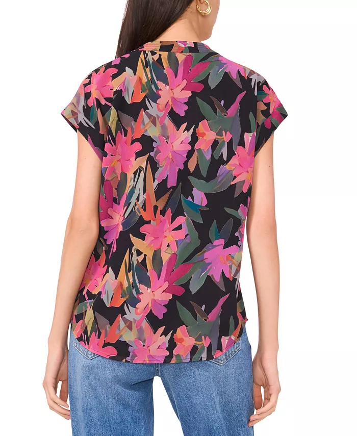 Alfani Vince Camuto Women's Floral-Print Cap-Sleeve Top Women's Fashion Shoes & Accessories