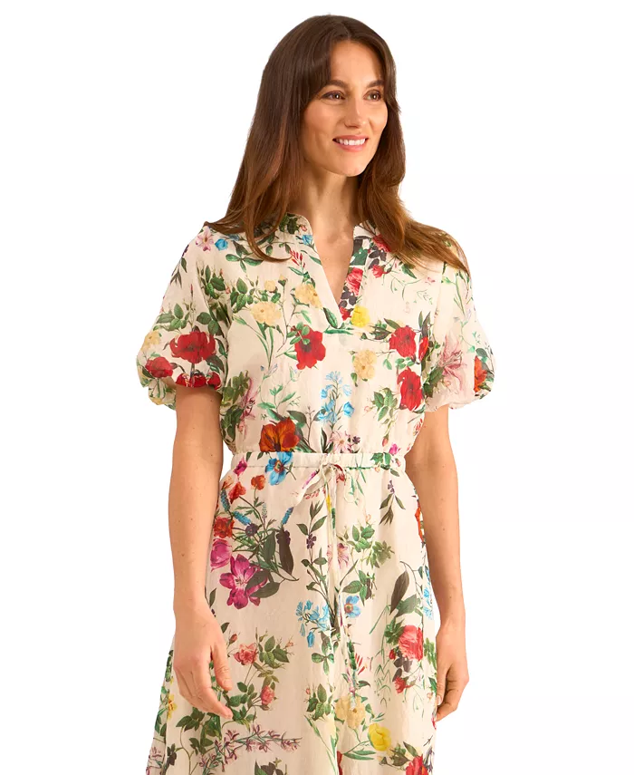 Alfani Vince Camuto Women's Floral-Print Puff-Sleeve Maxi Dress Women's Fashion Shoes & Accessories