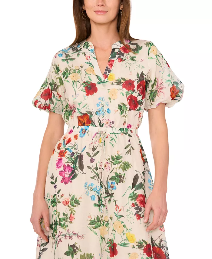 Alfani Vince Camuto Women's Floral-Print Puff-Sleeve Maxi Dress Women's Fashion Shoes & Accessories