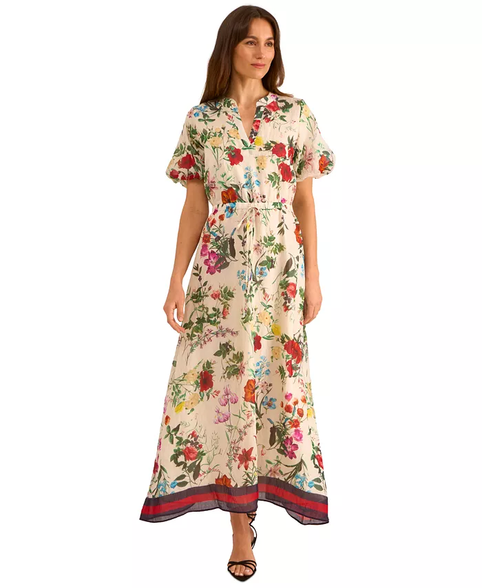 Alfani Vince Camuto Women's Floral-Print Puff-Sleeve Maxi Dress Women's Fashion Shoes & Accessories