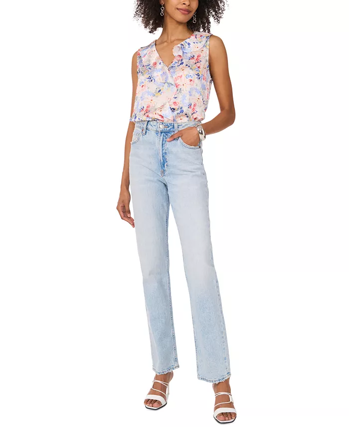 Alfani Vince Camuto Women's Floral-Print Ruffled Sleeveless Top Women's Fashion Shoes & Accessories