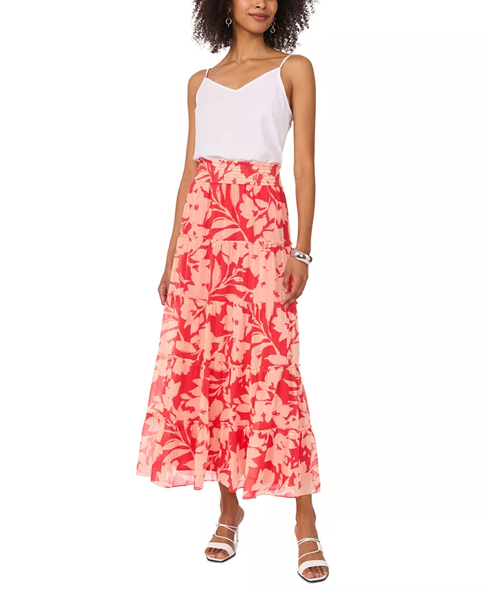 Alfani Vince Camuto Women's Floral-Print Tiered Maxi Skirt Women's Fashion Shoes & Accessories