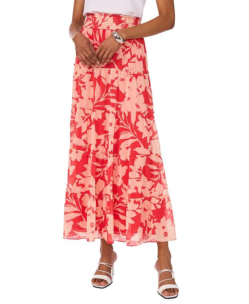 alfani Vince Camuto Women's Floral-Print Tiered Maxi Skirt Women's Fashion Shoes & Accessories