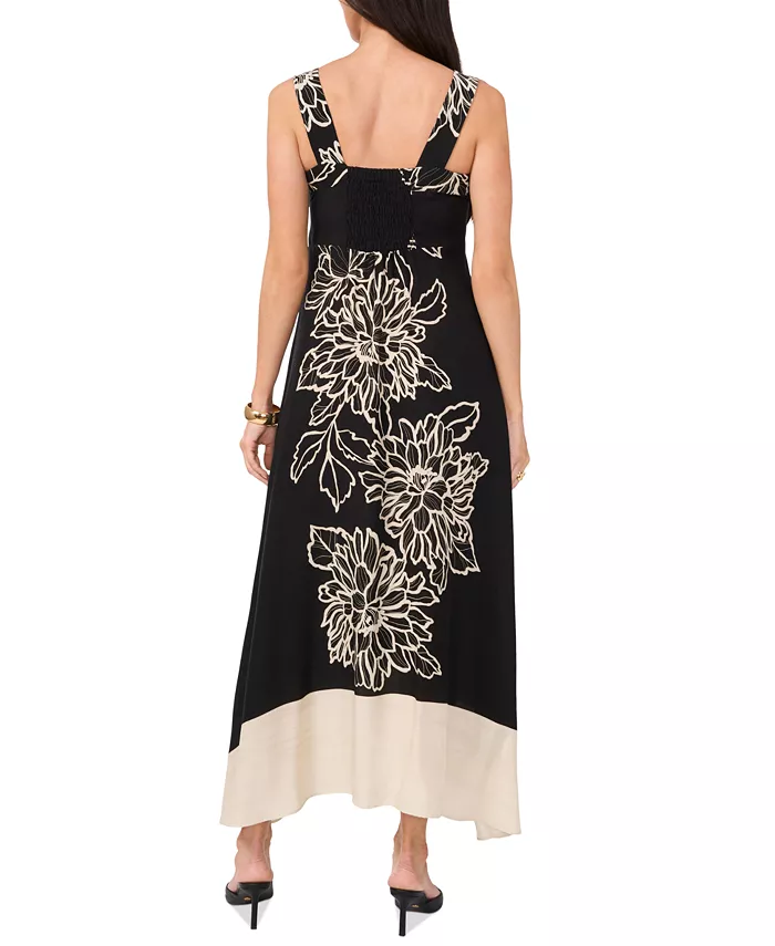 Alfani Vince Camuto Women's Floral Square-Neck Smocked-Back Sleeveless Maxi Dress Women's Fashion Shoes & Accessories