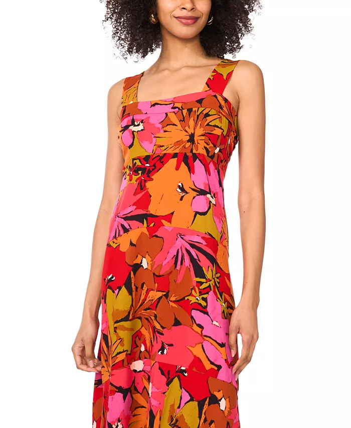 Alfani Vince Camuto Women's Floral Square-Neck Smocked-Back Sleeveless Maxi Dress Women's Fashion Shoes & Accessories