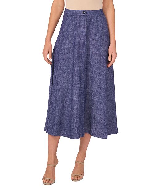 alfani Vince Camuto Women's Linen-Blend Chambray Midi Skirt Women's Fashion Shoes & Accessories