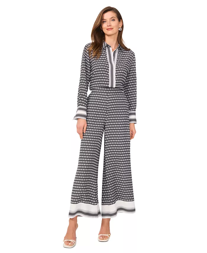 Alfani Vince Camuto Women's Printed Button-Front Top & Wide-Leg Pants Women's Fashion Shoes & Accessories