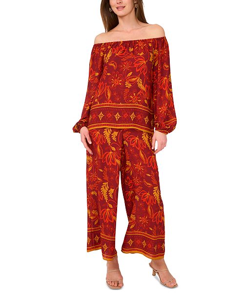 alfani Vince Camuto Women's Printed Pull-On Wide-Leg Pants Women's Fashion Shoes & Accessories
