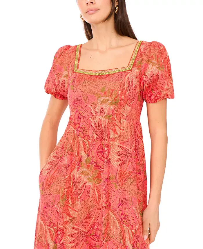 Alfani Vince Camuto Women's Printed Square-Neck Maxi Dress Women's Fashion Shoes & Accessories