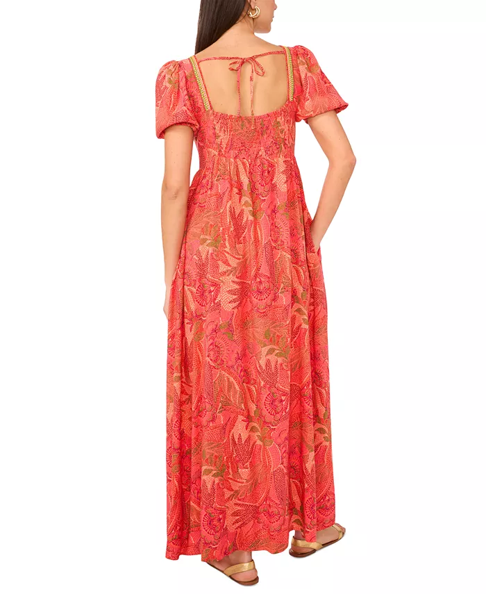 Alfani Vince Camuto Women's Printed Square-Neck Maxi Dress Women's Fashion Shoes & Accessories