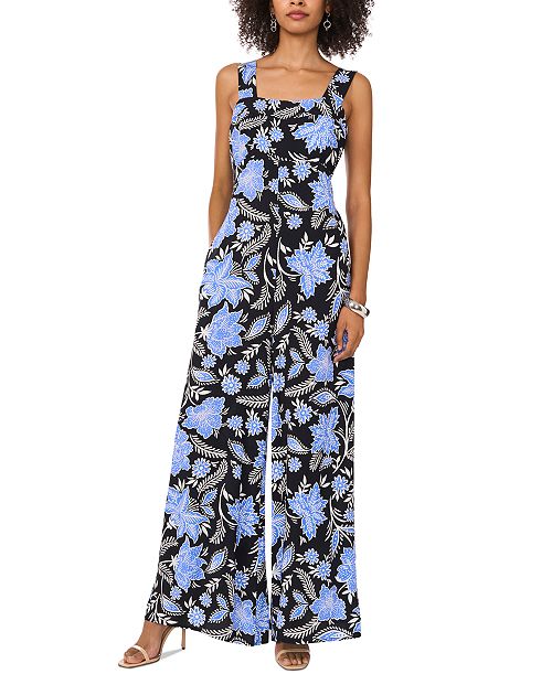 alfani Vince Camuto Women's Printed Square-Neck Wide-Leg Jumpsuit Women's Fashion Shoes & Accessories