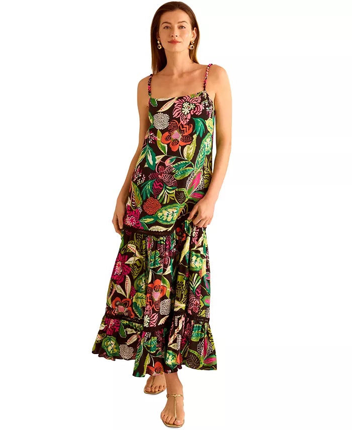 Alfani Vince Camuto Women's Printed Tiered Maxi Dress Women's Fashion Shoes & Accessories