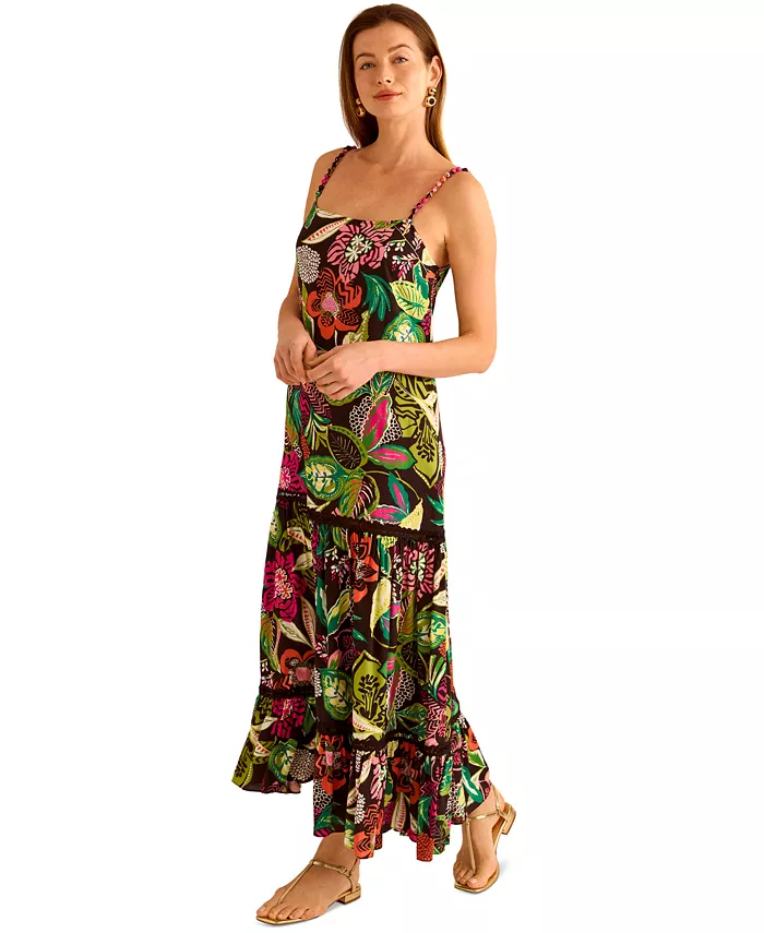 Alfani Vince Camuto Women's Printed Tiered Maxi Dress Women's Fashion Shoes & Accessories