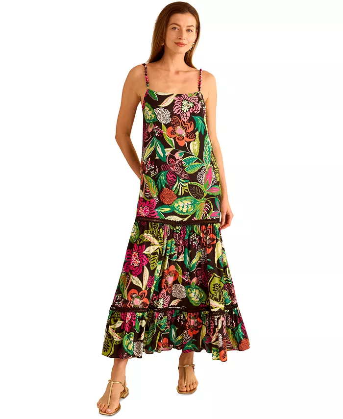 Alfani Vince Camuto Women's Printed Tiered Maxi Dress Women's Fashion Shoes & Accessories