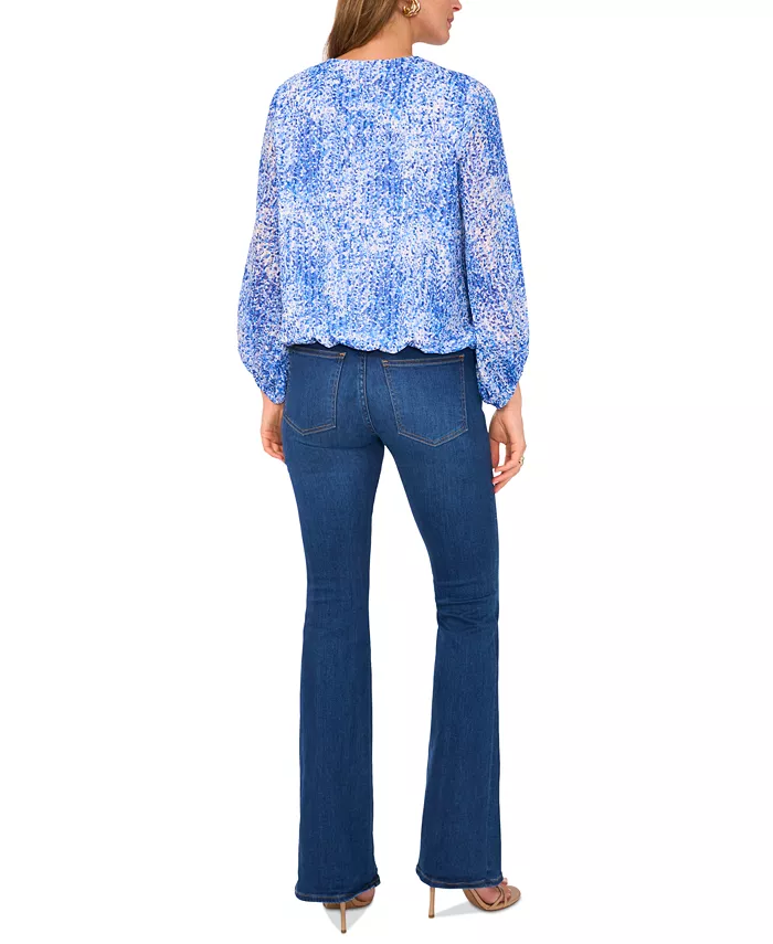 Alfani Vince Camuto Women's Printed V-Neck Balloon-Sleeve Faux-Wrap Top Women's Fashion Shoes & Accessories