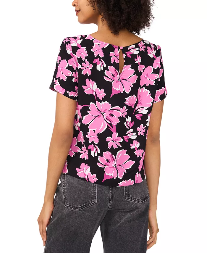 Alfani Vince Camuto Women's Rolled-Cuff Printed Blouse Women's Fashion Shoes & Accessories