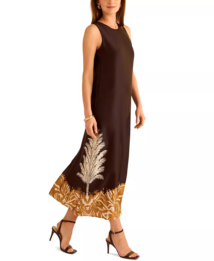 Alfani Vince Camuto Women's Sleeveless Back-Slit A-Line Dress Women's Fashion Shoes & Accessories