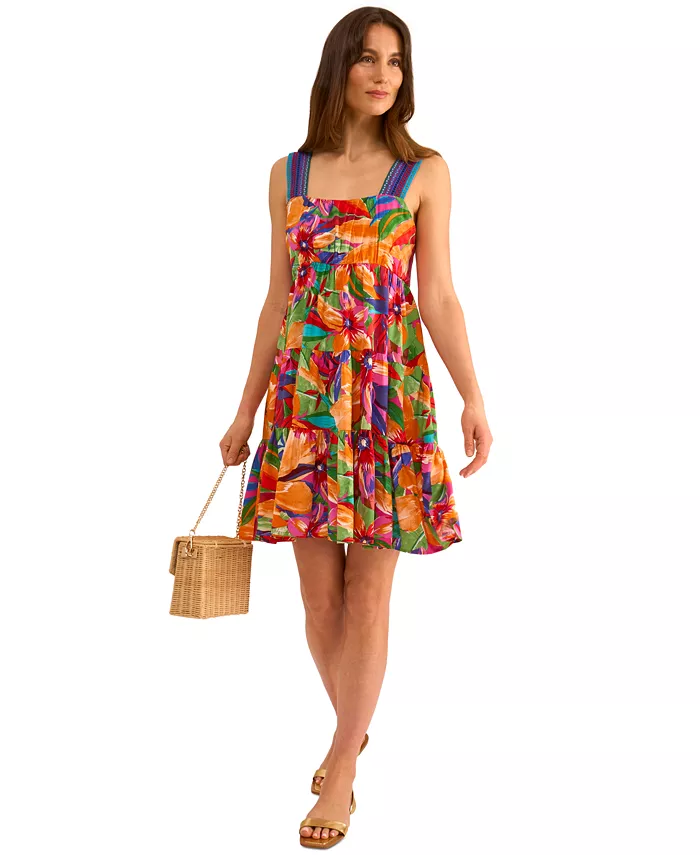 Alfani Vince Camuto Women's Sleeveless Tiered Floral Mini Dress Women's Fashion Shoes & Accessories