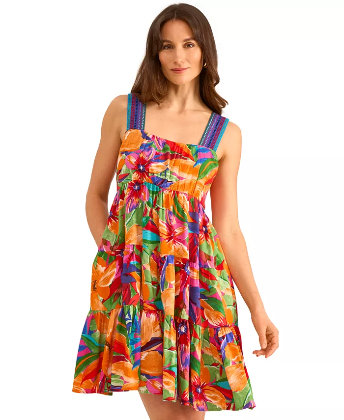 Alfani Vince Camuto Women's Sleeveless Tiered Floral Mini Dress Women's Fashion Shoes & Accessories