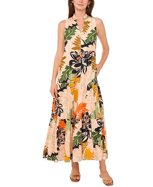 alfani Vince Camuto Women's Sleeveless Tiered Maxi Dress Women's Fashion Shoes & Accessories