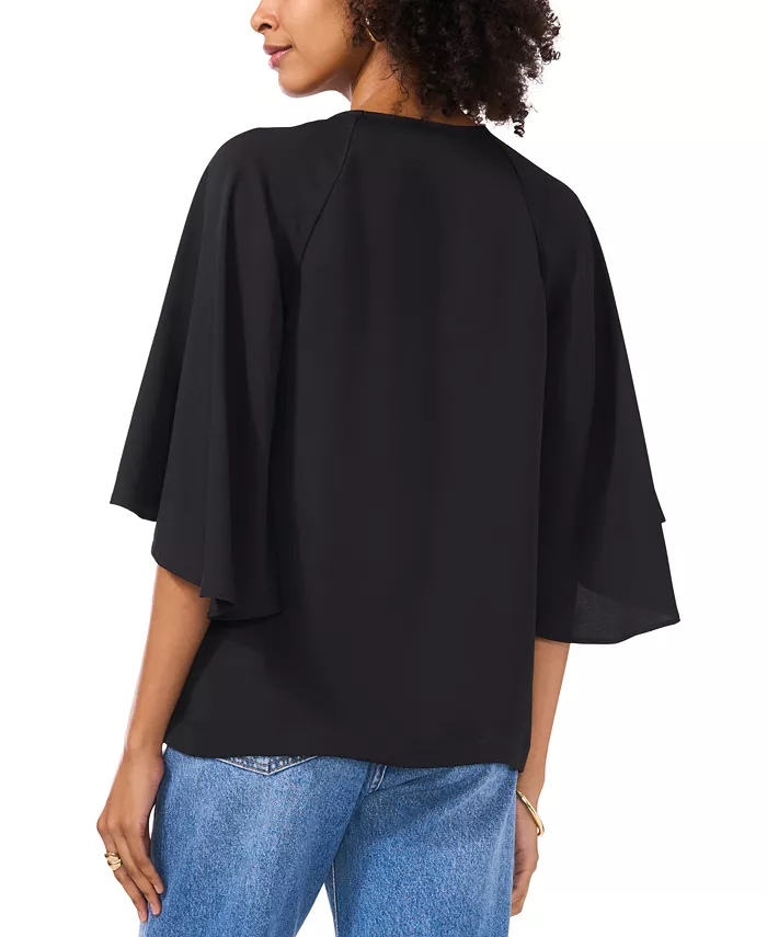 Alfani Vince Camuto Women's Split-Neck 3/4-Angel-Sleeve Blouse Women's Fashion Shoes & Accessories