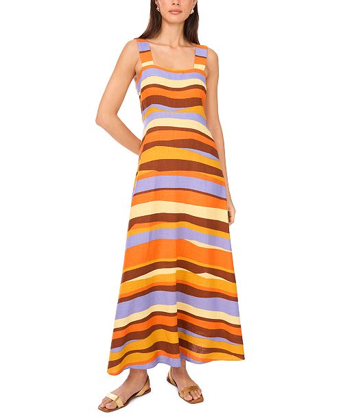 alfani Vince Camuto Women's Striped Square-Neck Maxi Dress Women's Fashion Shoes & Accessories