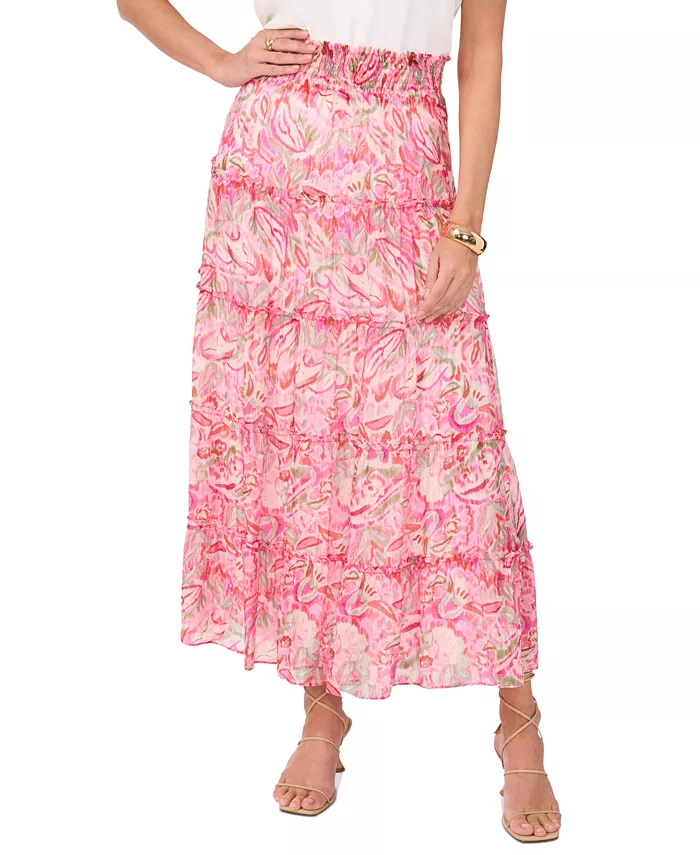 Alfani Vince Camuto Women's Tiered Smocked-Waist Maxi Skirt Women's Fashion Shoes & Accessories