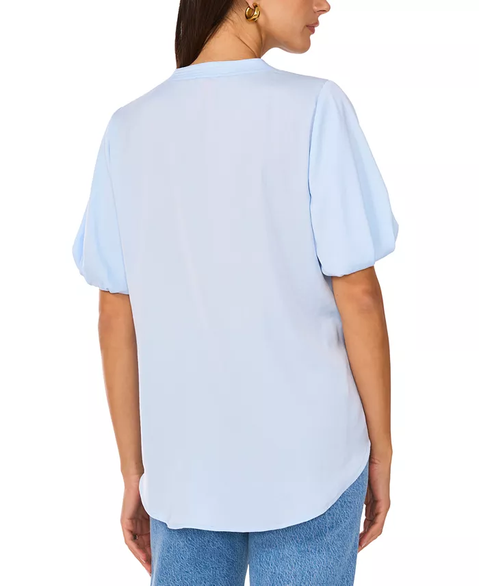 Alfani Vince Camuto Women's V-Neck Short Puff Sleeve Blouse Women's Fashion Shoes & Accessories