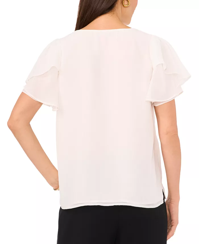 Alfani Vince Camuto Women's V-neck Tulip Sleeve Blouse Women's Fashion Shoes & Accessories
