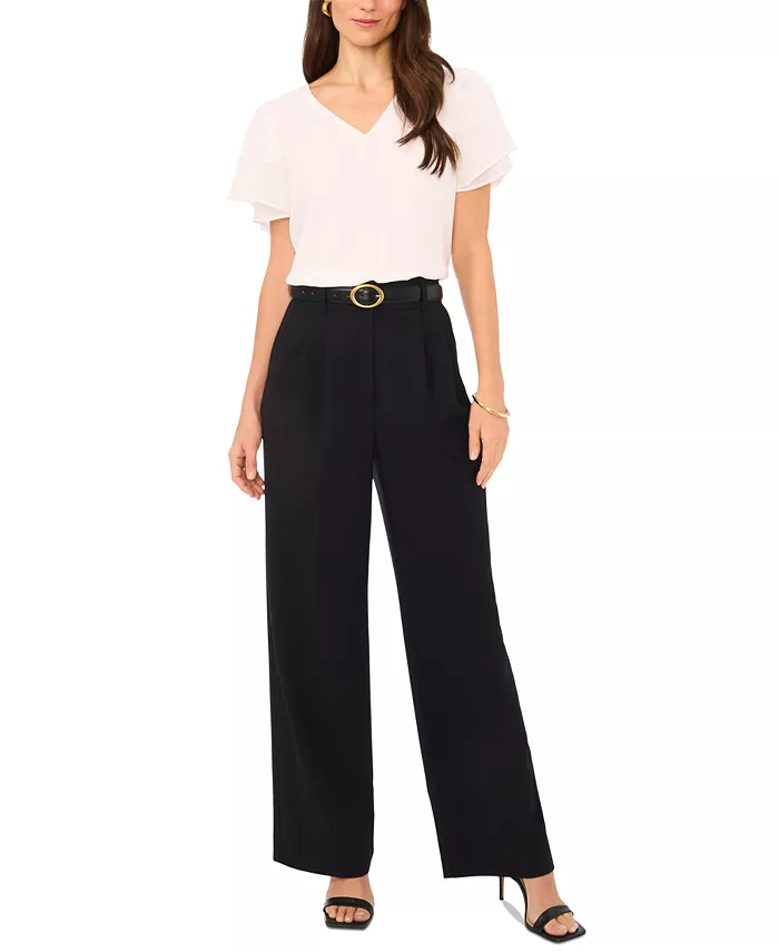 Alfani Vince Camuto Women's V-neck Tulip Sleeve Blouse Women's Fashion Shoes & Accessories