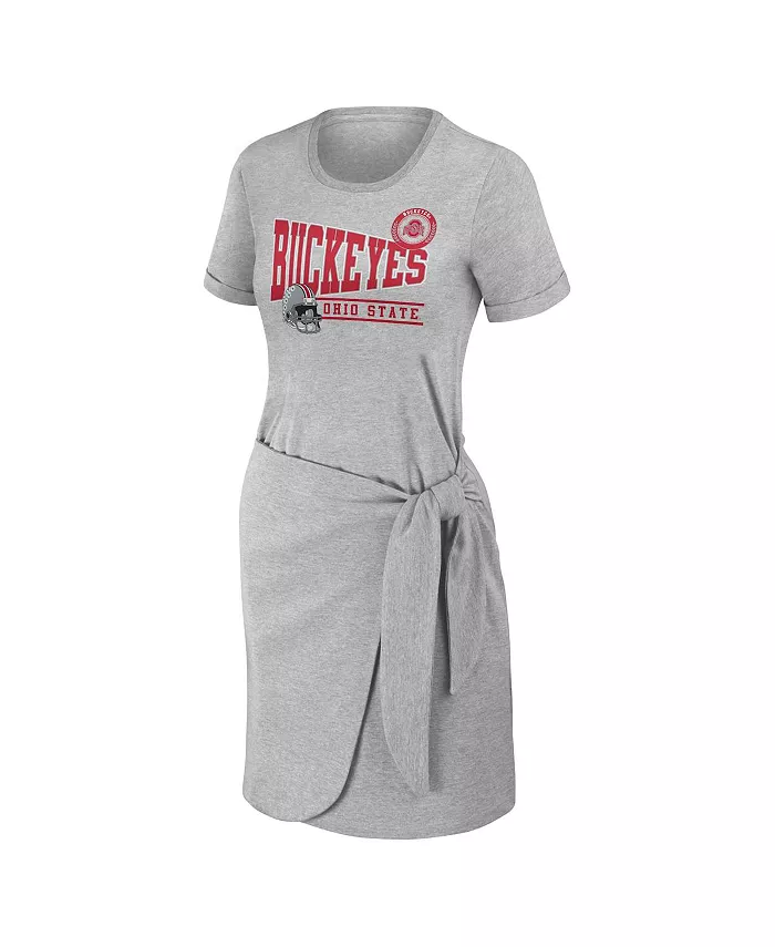 Alfani WEAR By Erin Andrews Women's Heather Gray Ohio State Buckeyes Knotted T-shirt Dress Sports Fan Shop