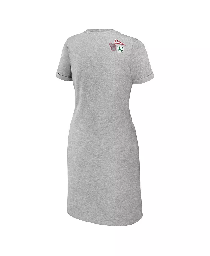 Alfani WEAR By Erin Andrews Women's Heather Gray Ohio State Buckeyes Knotted T-shirt Dress Sports Fan Shop