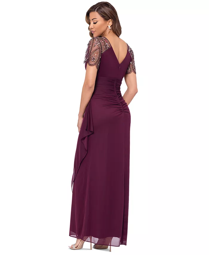 Alfani XSCAPE Beaded-Sleeve Gown Women's Fashion Shoes & Accessories