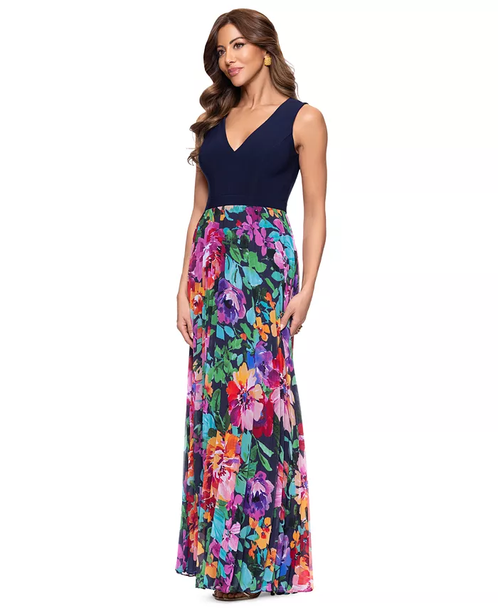 Alfani XSCAPE Petite Mixed-Media V-Neck Sleeveless Gown Women's Fashion Shoes & Accessories