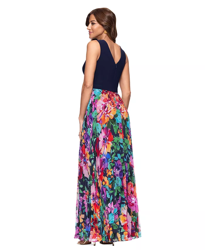 Alfani XSCAPE Petite Mixed-Media V-Neck Sleeveless Gown Women's Fashion Shoes & Accessories