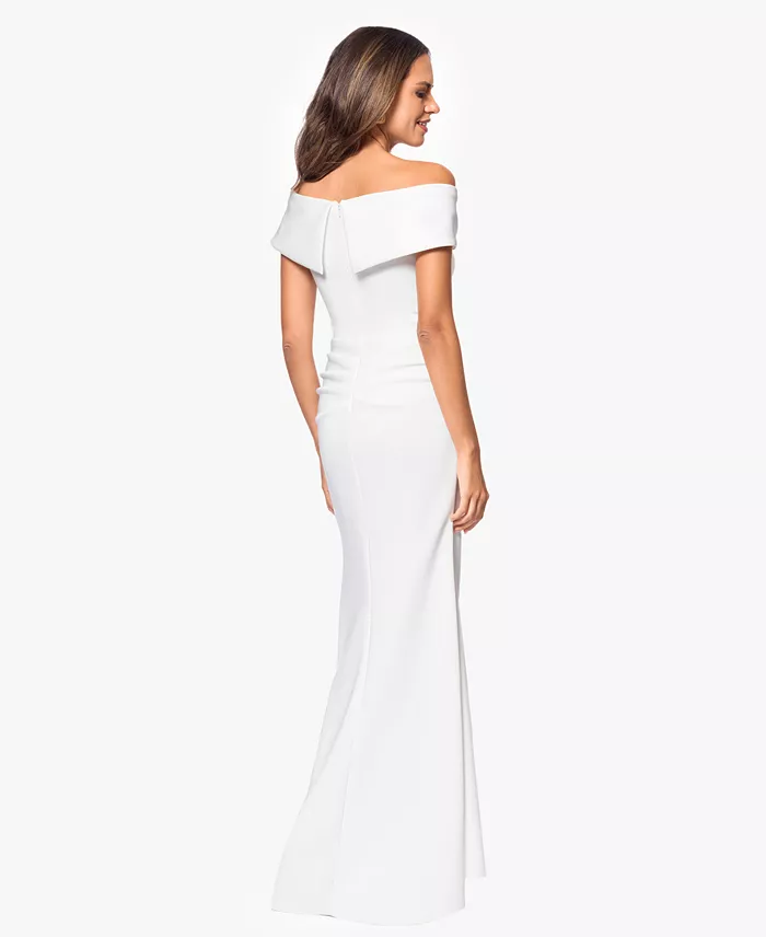 Alfani XSCAPE Petite Off-The-Shoulder Ruffle Gown Women's Fashion Shoes & Accessories