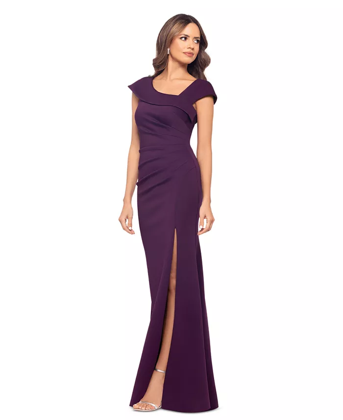 Alfani XSCAPE Women's Asymmetric-Neck Side-Slit Gown Women's Fashion Shoes & Accessories