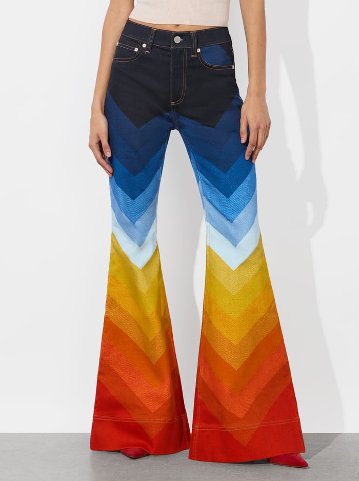 alice & olivia A+O X BRONCO SB BELL JEAN CHEVRON MULTI
