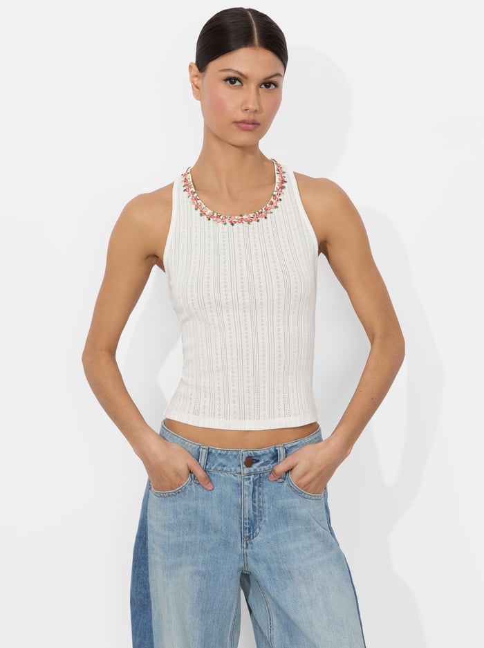 alice & olivia ALLEN TANK TOP OFF WHITE