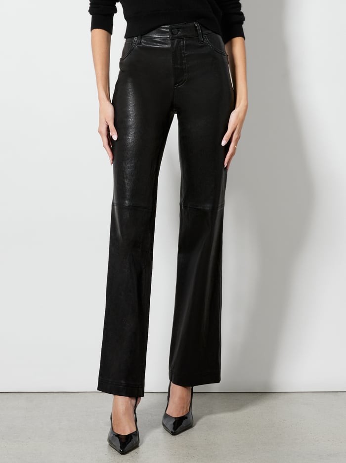 alice & olivia AMAZING LEATHER PANT BLACK