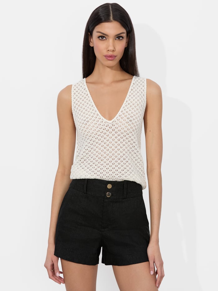 alice & olivia ANNALISE POINTELLE TANK OATMEAL