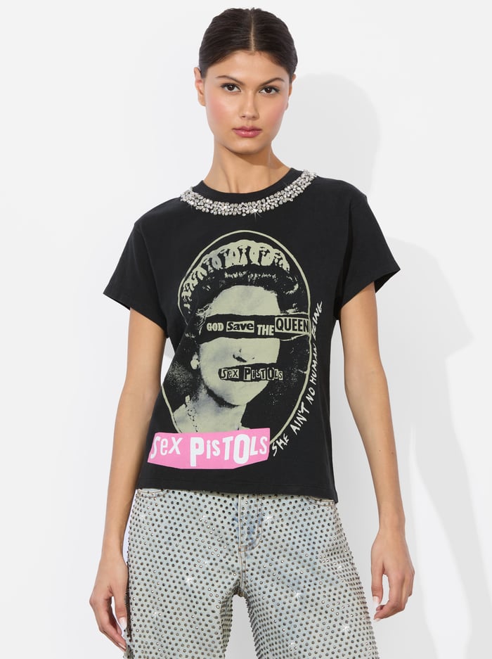 alice & olivia ATLAS EMBELLISHED TEE SEX PISTOLS