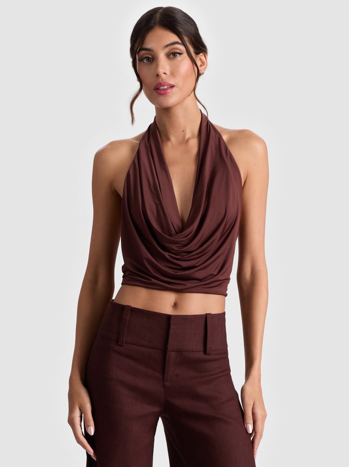 alice & olivia AYANNA HALTER TOP BLACK